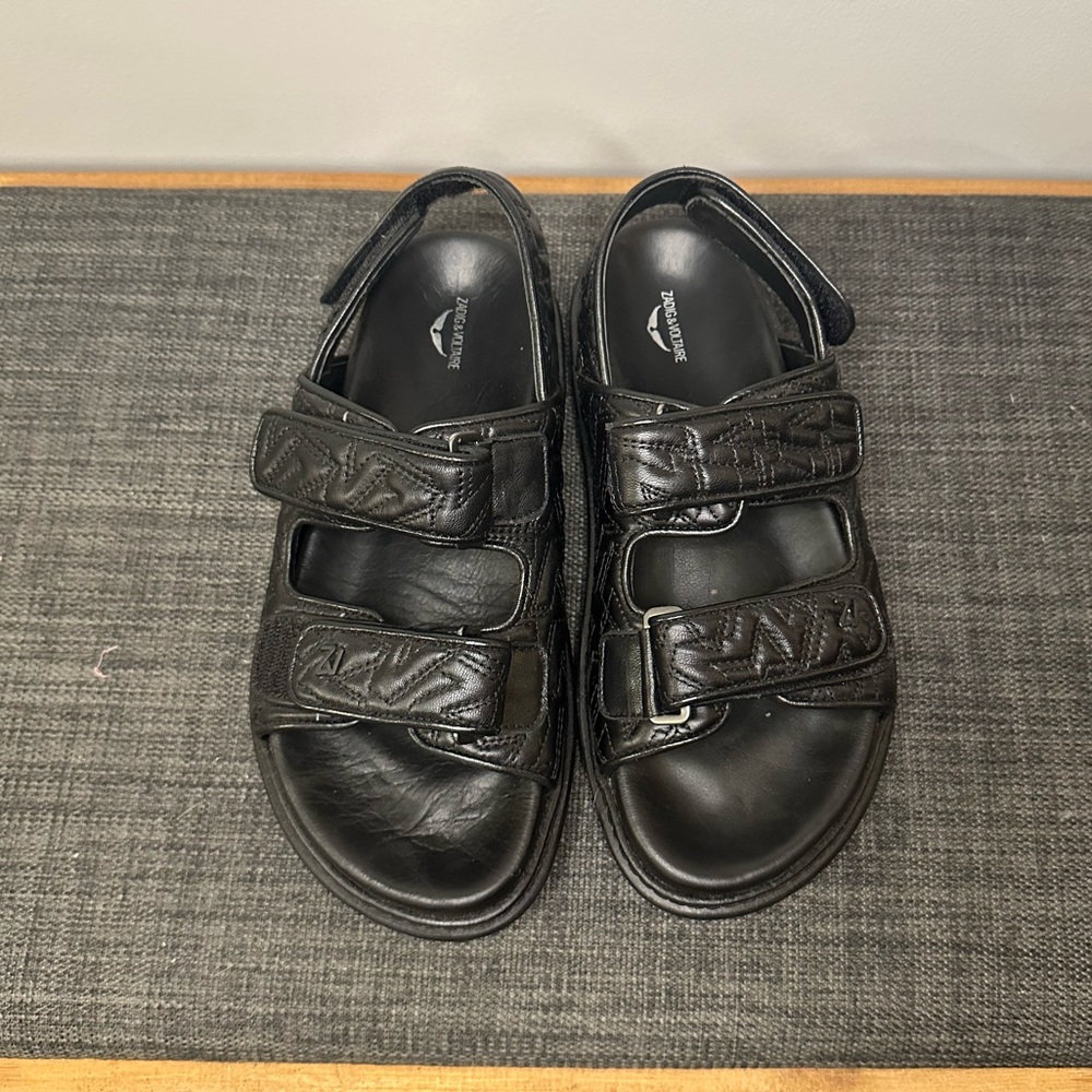 Zadig and Voltaire Leather Sandals with Velcro